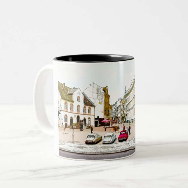 Wiesbaden, Marktplatz, Street view - Germany Two-Tone Coffee Mug (Front Left)