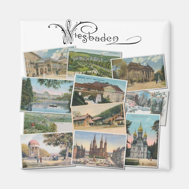 Wiesbaden: Vintage Postcards Souvenir Magnet (Front)