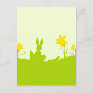 Wiese Osterhase Narzissen Postcard