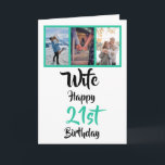 Wife 21st Birthday Modern Photo Collage Card<br><div class="desc">Put a smile on a face with this personalised 3 photo collage 21st birthday card for your wife. - Simply click to personalise this design 🔥 My promises - This design is unique and is designed with you in mind 🙏 Thank you for supporting my small business - If you...</div>