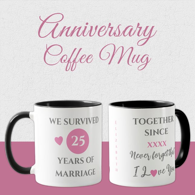 Wife 25 years of marriage est year pink mug (Creator Uploaded)
