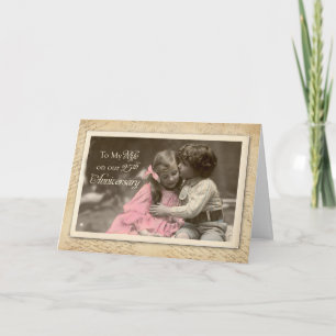 Wife 25th Anniversary Vintage Sweet Kiss Card