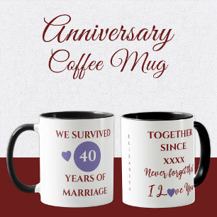 Wife 40 years of marriage est year purple red mug