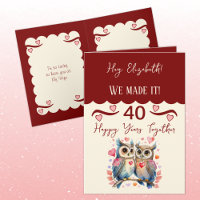 Wife 40th anniversary owls maroon pink