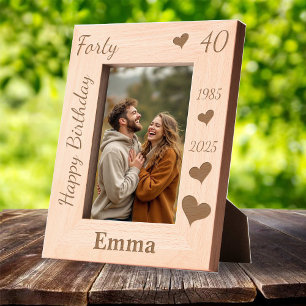 wife 40th Birthday Photo frame with name heart