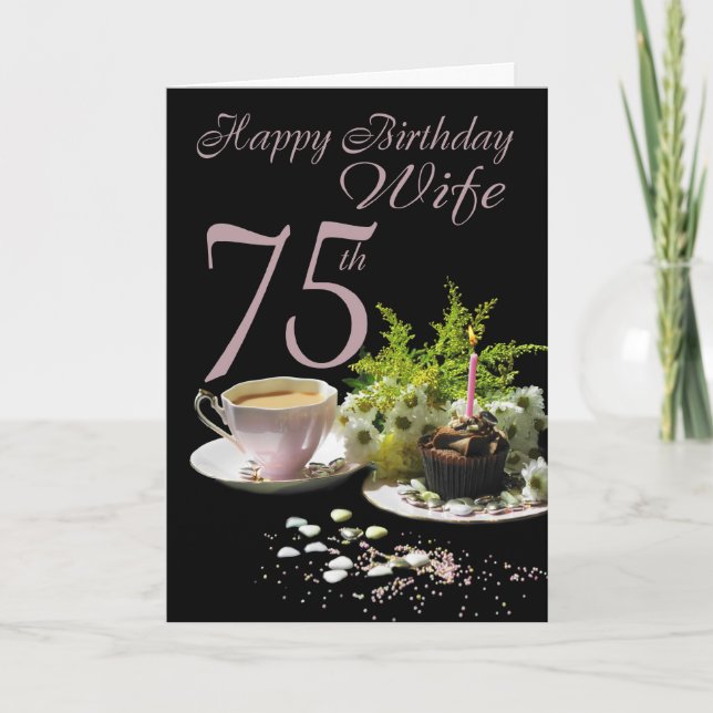 Wife 75 Birthday - Birthday Card Wife (Front)