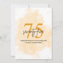 Wife 75th Birthday Golden Sparkle Card