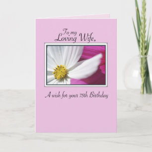 Wife 75th Birthday Pink White Flower Religious Card