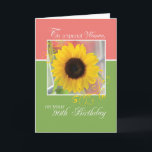 Wife, 90th Birthday, Just a Note Sunflower Card<br><div class="desc">Your dear wife deserves a special birthday. Send her this lovely card with a beautiful sunflower on a green and pink card. This is a perfect way to send her your loving wishes on her 90th birthday.</div>