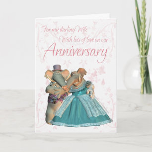 Wife Anniversary card with elephants