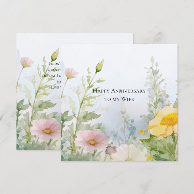 Wife Anniversary Spring Flowers Card (Front/Back)