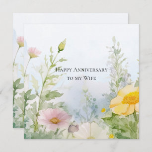 Wife Anniversary Spring Flowers Card