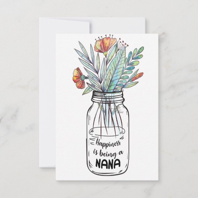 Wife Art Happiness Is Being A Nana Thank You Card (Front)