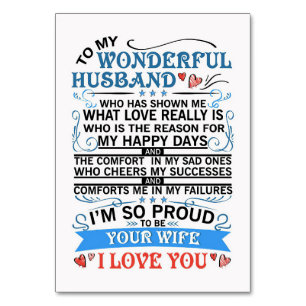Wife Art To My Wonderful Husband Table Number
