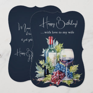 Wife Birthday Bottle of Wine and Grapes
