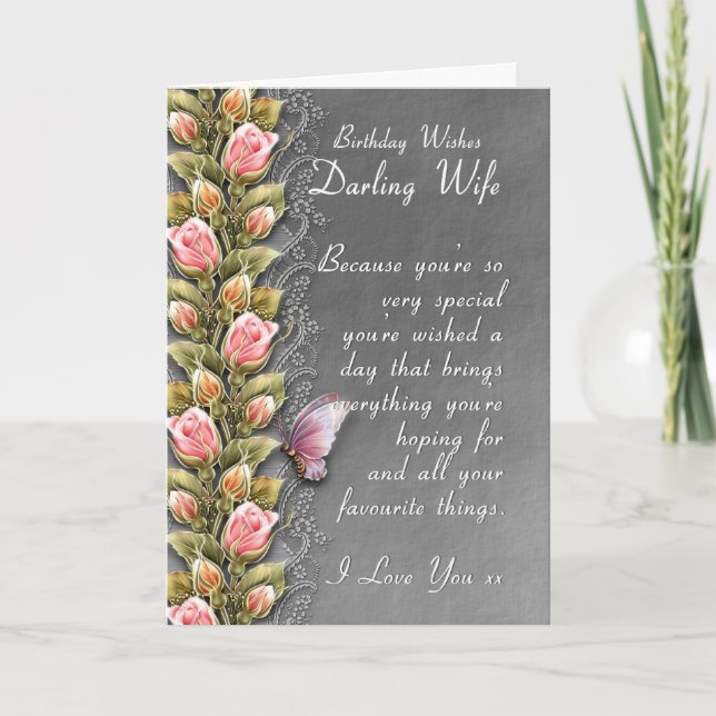 wife birthday card - birthday card with roses and (Front)