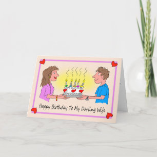 Wife Birthday Cartoon Caricature Couple Card