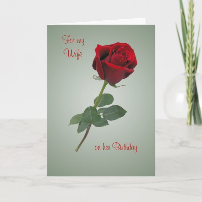 Wife Birthday Red Rose Hearts Card (Front)