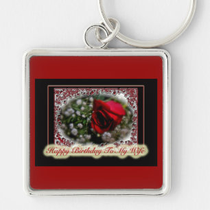 Wife Birthday Rose & Baby's Breath Key Ring