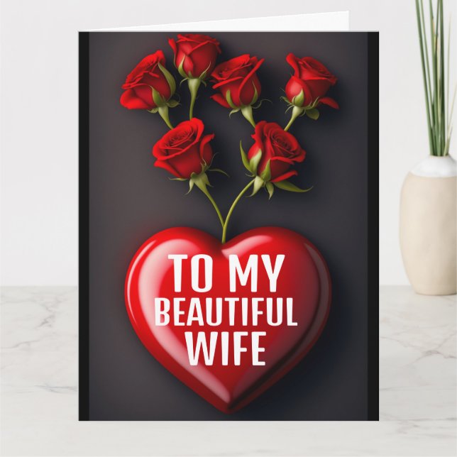 WIFE BIRTHDAY ROSES ROMANTIC GREETING CARD (Front)