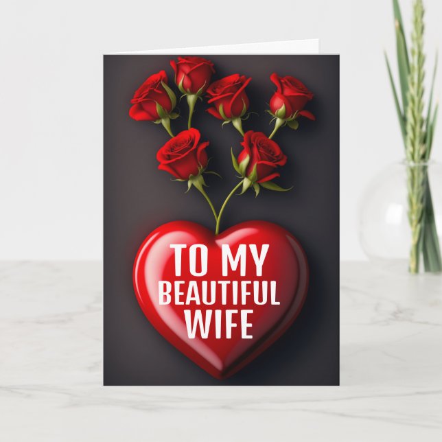 WIFE BIRTHDAY ROSES ROMANTIC GREETING CARD (Front)