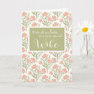 Wife Birthday With My Love Pink Flower Pattern Card