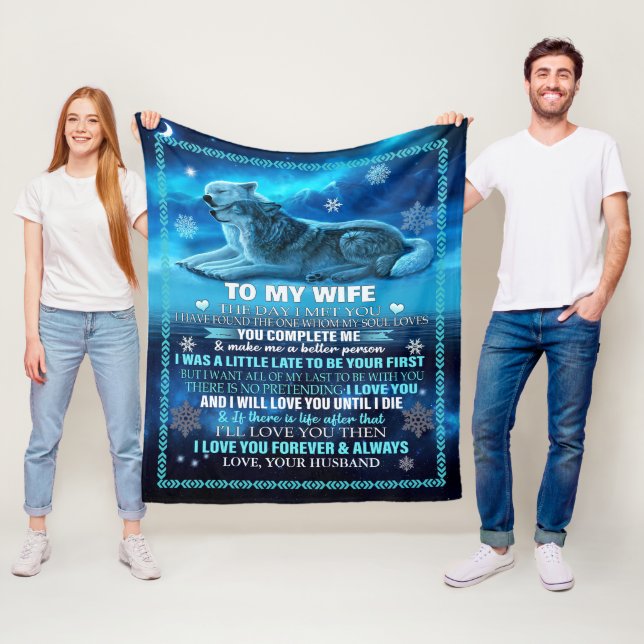 Wife Blanket Wolf, Personalised to My Wife Fleece  (In Situ)
