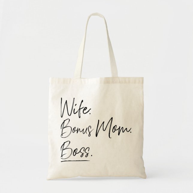 Wife bonus mum boss tote bag (Front)