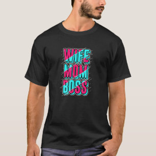 Wife Boss Mum Blue Pink Happy Mother's Day Vintage T-Shirt