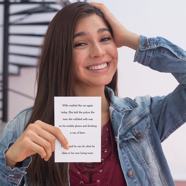 Wife Car Accident Police Funny Humor Joke Birthday Holiday Card (Wife Car Accident Police Funny Humor Joke Birthday Holiday Card)