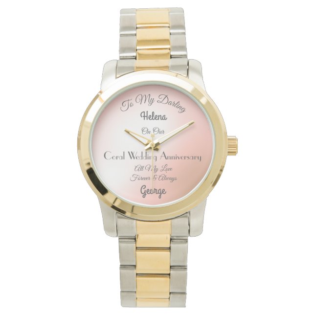 Wife Coral Wedding Anniversary Watch (Front)