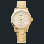 Wife Coral Wedding Anniversary Watch<br><div class="desc">Gorgeous Vintage Rose effect personalised Wife Coral Wedding Anniversary Watch gift.</div>