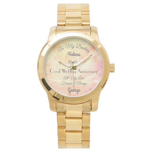 Wife Coral Wedding Anniversary Watch (Front)