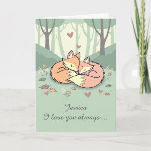 Wife Custom Name Valentine Foxes Love Always Card