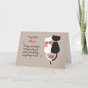 Wife Custom Name Wedding Anniversary with Cats Card