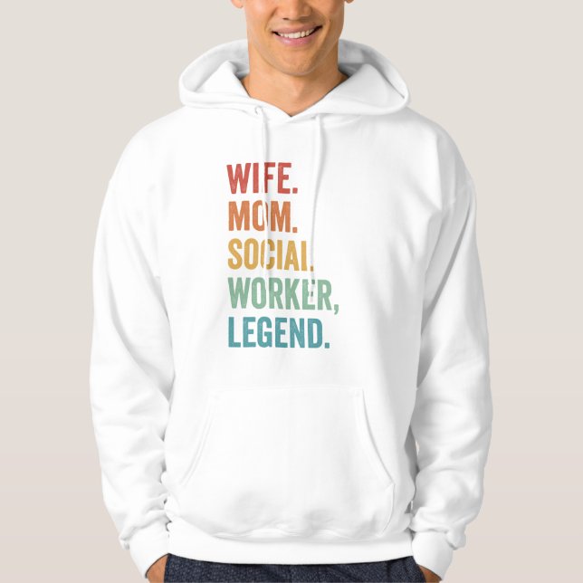 Wife dad Social Worker Legend Mothers Day Retro Hoodie (Front)