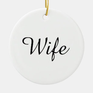 Wife Definition Black and White Chic Script Ceramic Tree Decoration