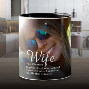 Wife Definition Elegant Script Modern Fun Photo Two-Tone Coffee Mug