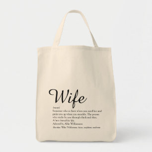 Wife Definition Elegant Script Modern Fun Tote Bag