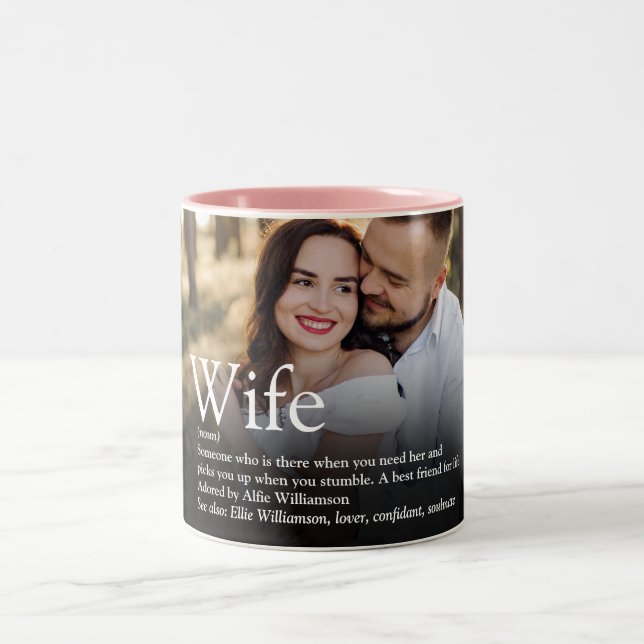 Wife Definition Modern Fun Photo Two-Tone Coffee Mug (Center)