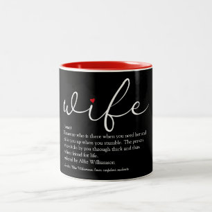 Wife Definition Modern Script Red Love Heart Two-Tone Coffee Mug