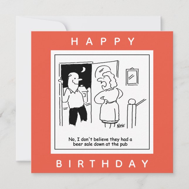 Wife Doesn't Believe Pub Had a Beer Sale Cartoon Card (Front)