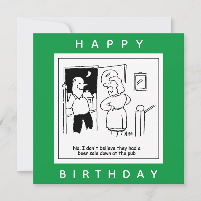Wife Doesn't Believe Pub Had a Beer Sale Cartoon Card (Front)