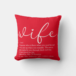 Wife Elegant Modern Chic Script Red Personalised Cushion