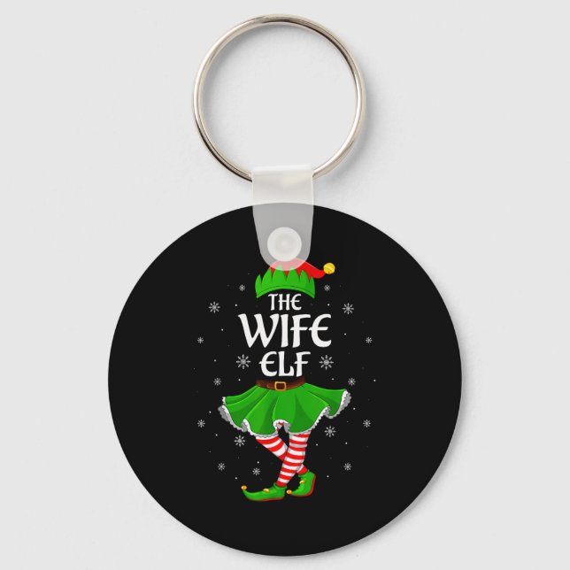 Wife Elf Christmas Family Girls Women Elf Squad Xm Key Ring (Front)