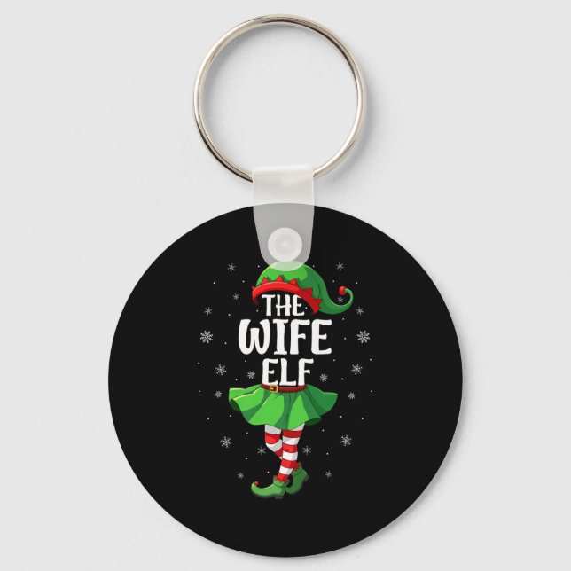 Wife Elf Christmas Girls Women Elf Squad Xmas Fami Key Ring (Front)