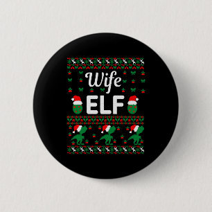 wife elf christmas ugly sweater 6 cm round badge