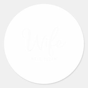 Wife est 2026 just married couple wedding honeymoo classic round sticker