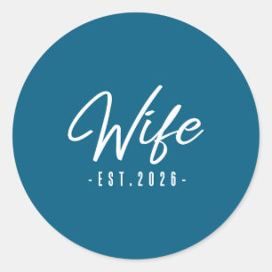 Wife est 2026 married honeymoon bride mrs. wedding classic round sticker