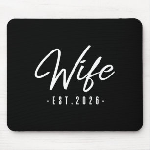 Wife est 2026 married honeymoon bride mrs. wedding mouse mat
